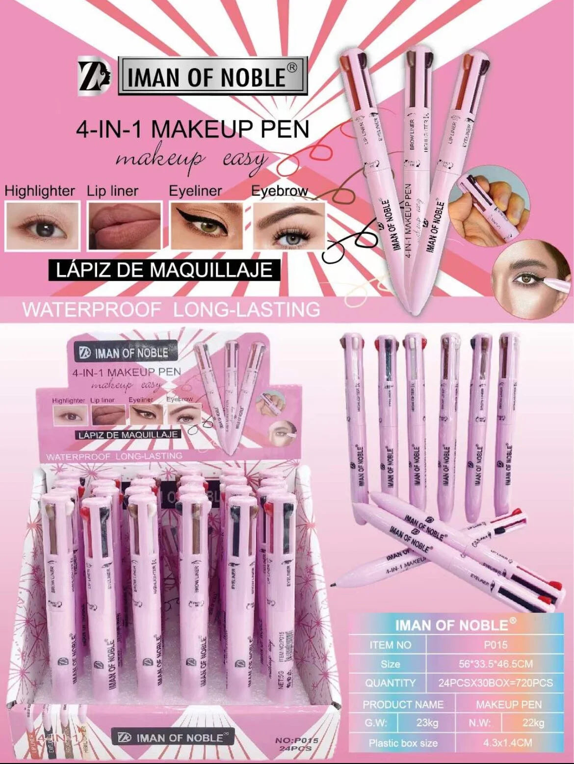 LAPIZ 4 en 1 PARA MAQUILLAJE ORIGINAL