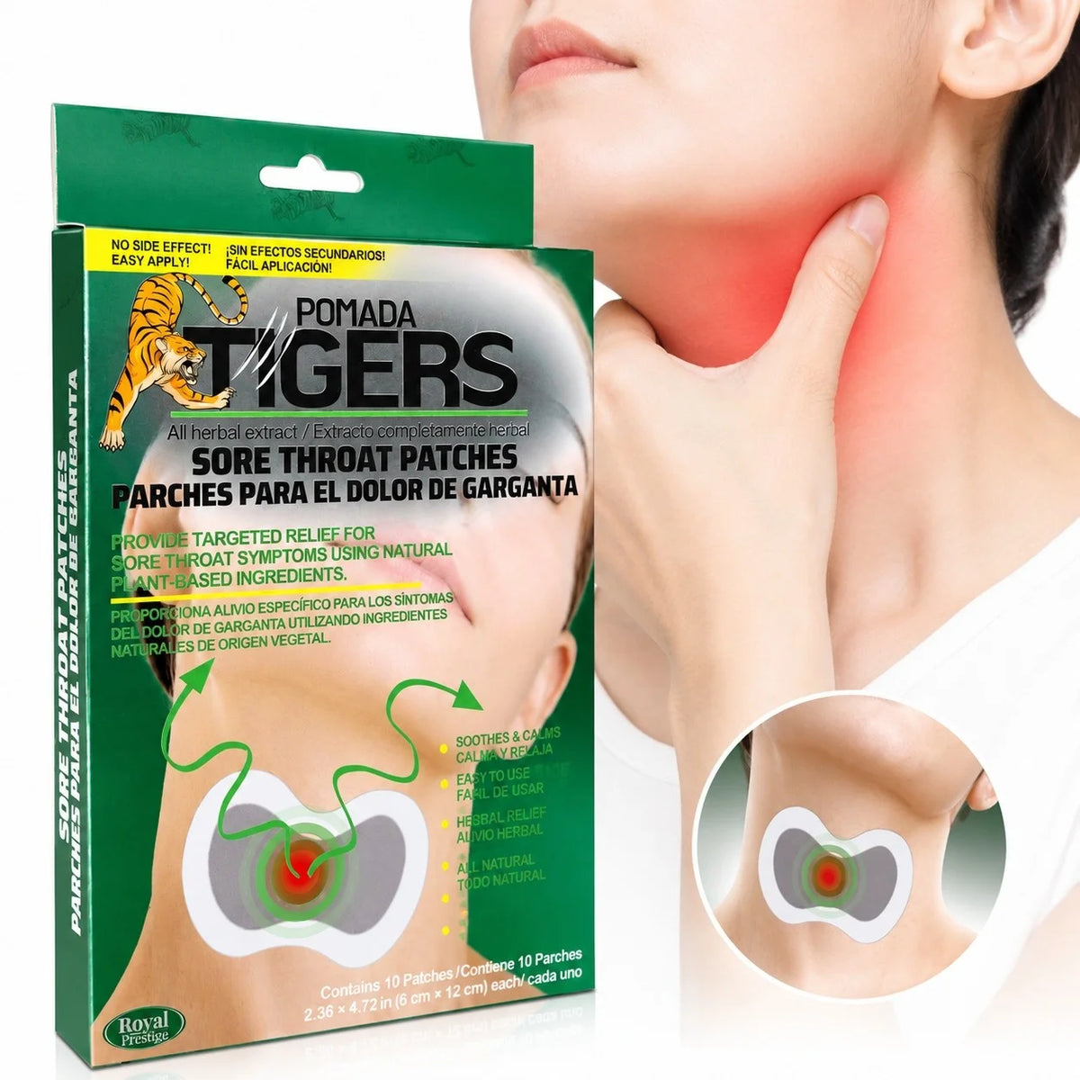 Parches Herbales TIGRALIX para Alivio de Garganta x10
