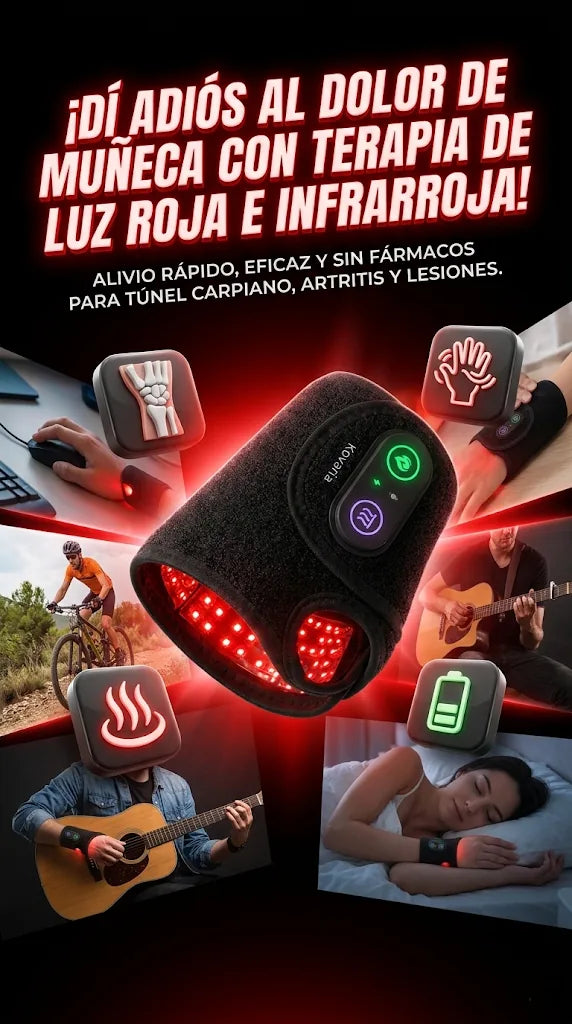 Muñequera terapia luz roja tunel carpiano