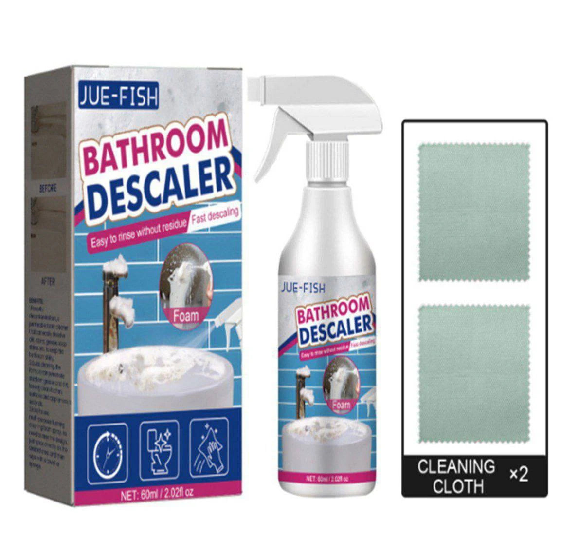 CALCIX espuma quita sarro para baño 60 ml con 2 paños de microfibra