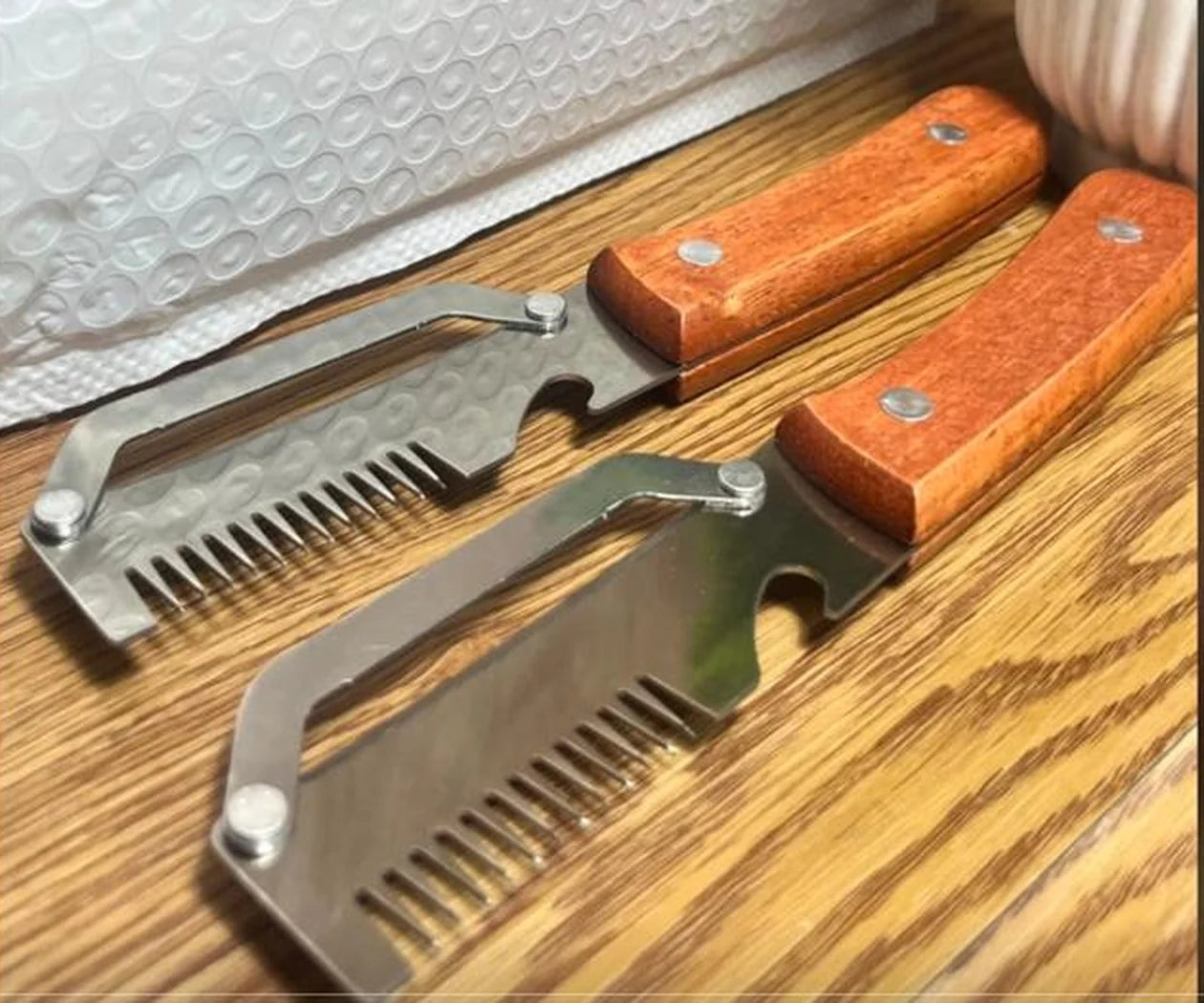 Set de 2 peladores PELAX de acero inoxidable con mango de madera